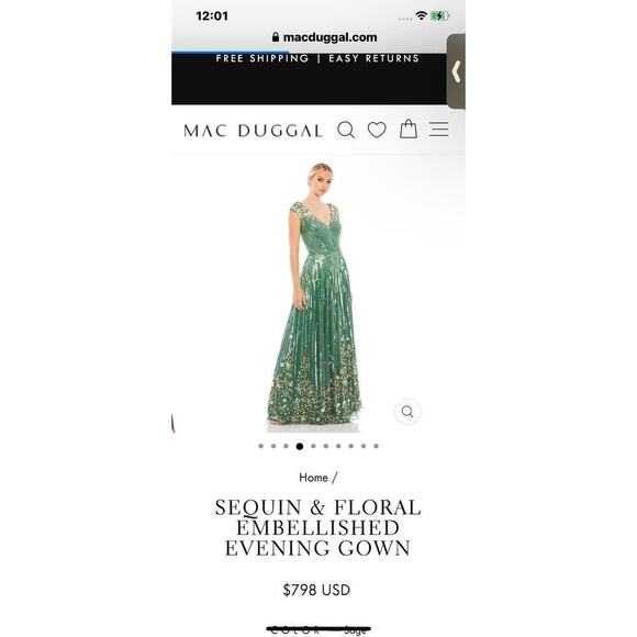 Mac Duggal 5223 Sequins & Floral Embellished Sleeveless Evening Gown Size 16 NWT - Picture 4 of 10